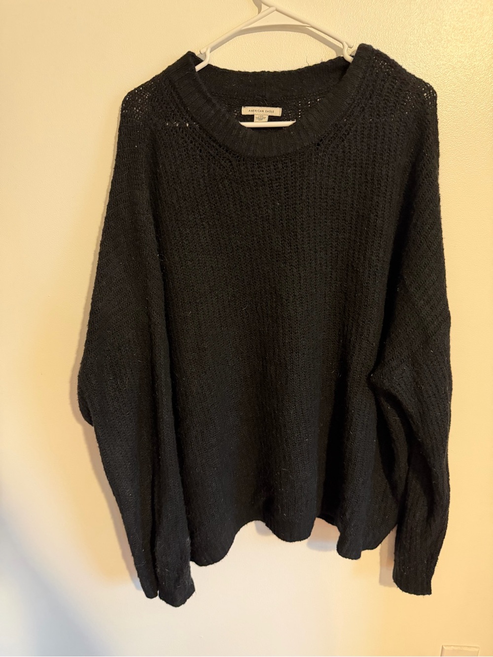 American Eagle Black Oversized Crew Neck Sweater